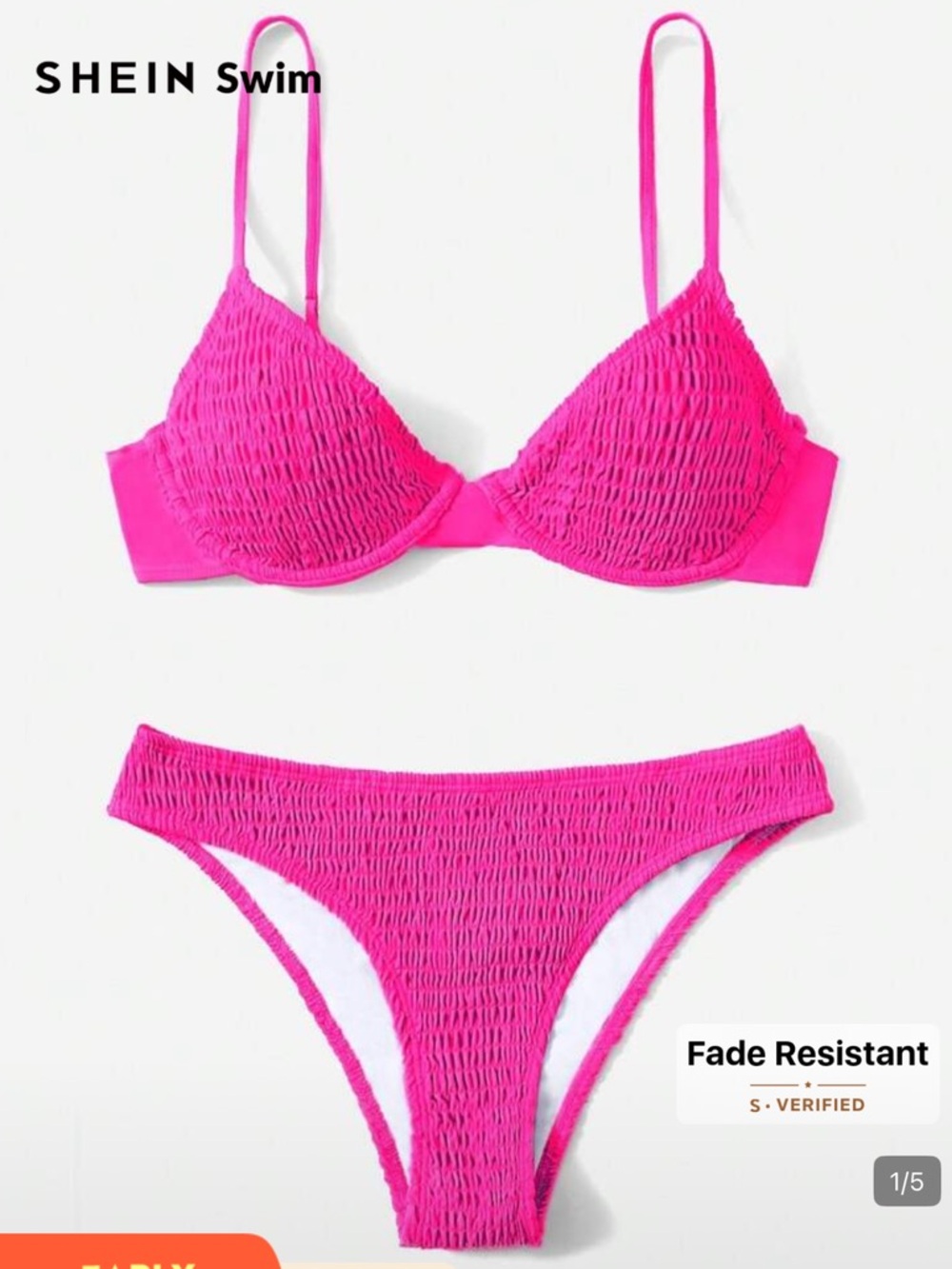 SHEIN Swim Smocked Underwire Bikini Set